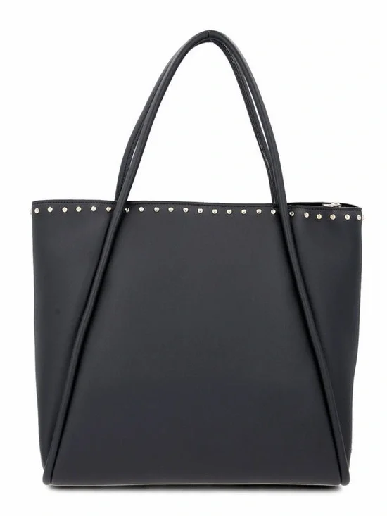 A|X Armani Exchange Black Studded Tote Bag Zip Top Large Shoulder Bag - Picture 3 of 9